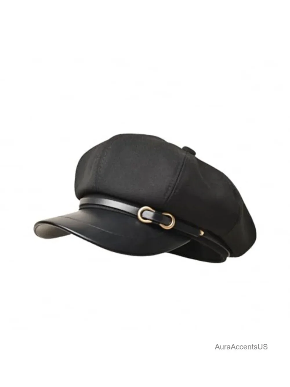 Womens Newsboy Cap PU Leather Cabbie Hat Adjustable One Size